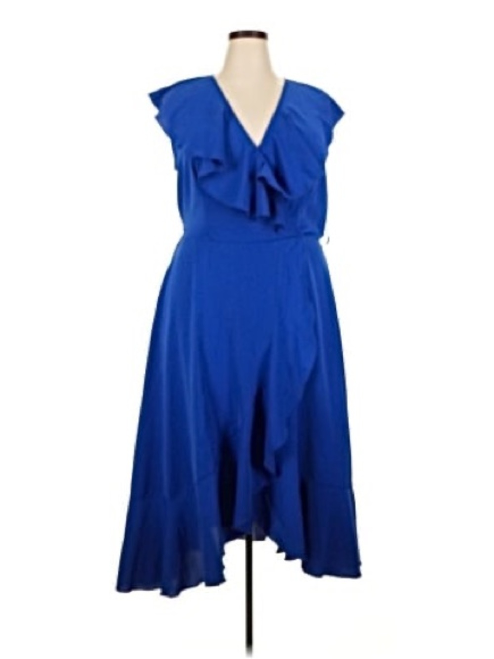 NWT BloomChic 28 Cobalt Blue High-Low Ruffle V-Neck Dress